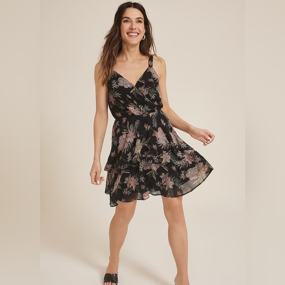 Maurice’s Black Floral Tiered Mini Dress